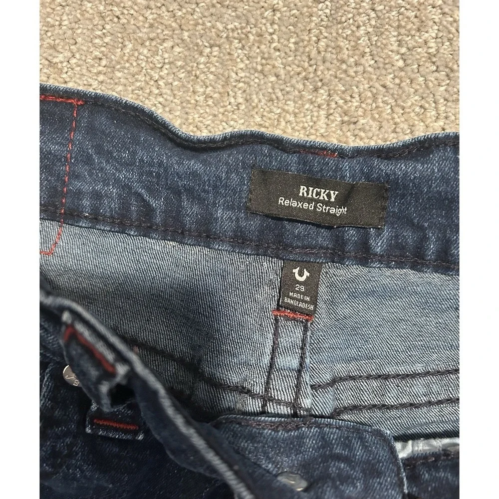 True Religion Ricky Flap Relaxed Straight Denim‎ Blue Jeans Men's Sz 29